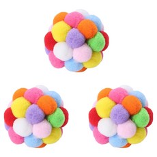 高精寵物 七彩鈴鐺球 3個裝, 混和顏色, 1套