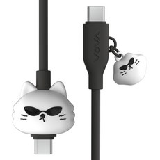 Vova Apeo Apeo Type-C to Type-C 60W 超高速傳輸線, 1個, 琪琪黑, 1.2m