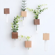 Cocoryou 冰箱櫥櫃木製磁鐵 花朵磁鐵 花瓶 胡桃木3入 + 栗木3入組, 混合色