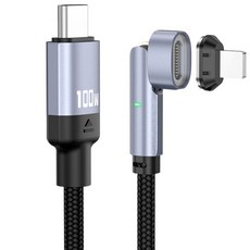 YORI優里 11pin磁吸彎頭充電線+Lightning磁吸頭, 黑色, 1個, 50cm