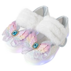 오즈키즈 아동용 스노우엔젤윙 LED 털 슬립온