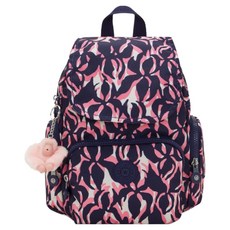 kipling CITY ZIP MINI 掀蓋拉鍊後背包 KPKI37356PQ10OS, 藍粉棕櫚印花
