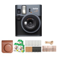 FUJIFILM 富士 instax mini 41 拍立得相機 黑色 + 專用相機包 棕色 + mini底片 60張 + 紙相框 隨機出貨 + 木製裝飾組, 1套, 單一商品