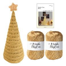 yarna 플레이 코드 트리 메탈릭 실 70g x 2p + 인쇄도안 DIY 패키지, 104 골드, 1개