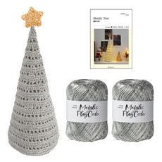 yarna 플레이 코드 트리 메탈릭 실 70g x 2p + 인쇄도안 DIY 패키지, 101 실버, 1개