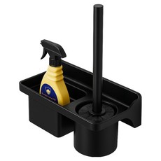 Hanbomnuri 馬桶刷收納架 清潔刷 + 洗滌劑收納架套組, 黑色