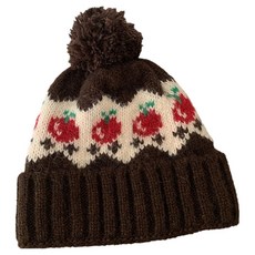 Ttabongoppa 滑雪運動復古櫻桃針織毛球帽 JNHA2189, 深棕色, 1個