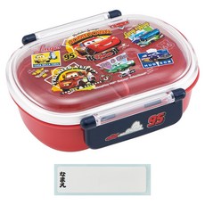 Skater 橢圓形塑膠雙扣便當盒 附姓名貼, 汽車總動員, 1個