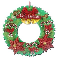 FANCY LIFE 聖誕花環掛飾, 大鈴鐺&拐杖糖, 1個