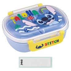 Skater 橢圓形塑膠雙扣便當盒 附姓名貼, STITCH, 1個