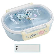 Skater 橢圓形塑膠雙扣便當盒 附姓名貼, 史迪奇, 1個