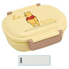 Skater 橢圓形塑膠雙扣便當盒 附姓名貼, 維尼, 1個