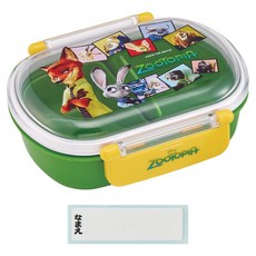 Skater 橢圓形塑膠雙扣便當盒 附姓名貼, 動物方城市, 1個