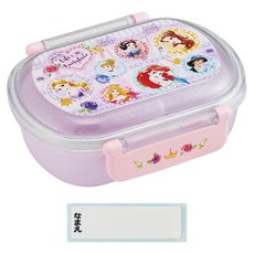 Skater 橢圓形塑膠雙扣便當盒 附姓名貼, 迪士尼公主, 1個