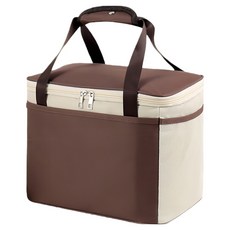 QLZHS 方形手提保溫袋 飯盒便當包, 咖啡色, 1個