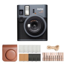 FUJIFILM 富士 instax 拍立得相機 + 棕色專用相機包 + 紙相框 + 木質裝飾品套組, mini 41, 1套