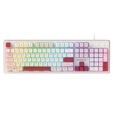 MAXTILL 薄膜 3色鍵帽 RGB USB 有線 標準型 鍵盤, 粉紅色, GM-KM1U, 製造商軸
