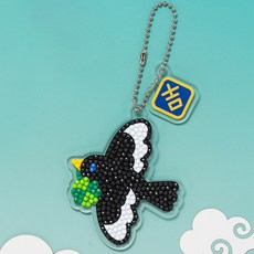 minhwashop 寶石十字繡鑰匙圈 新年製作 幸運喜鵲 S250081C, 混合色, 10個