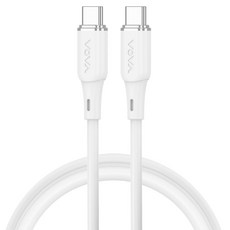 Vova Type-C轉Type-C 高級矽膠超高速傳輸線 60W, 白色, 1個