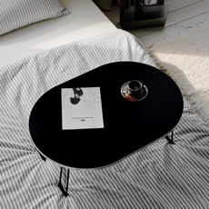 MAISON DE COMME MA Acro 銀邊橢圓形折疊桌, 黑色