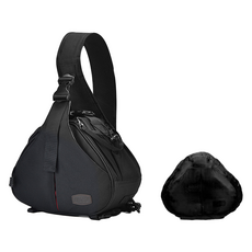 彩虹數位相機斜揹包 小型 + 防雨罩套組, 黑色(包), 1套