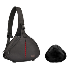 彩虹數位相機斜揹包 大型 + 防雨罩套組, 黑色(包), 1套