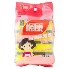 楓康 超細緻海綿菜瓜布4片裝, 1個, 4個裝