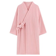 TIMLEI 純色鳳梨格浴袍/睡袍/加厚保暖浴衣/長袖居家服