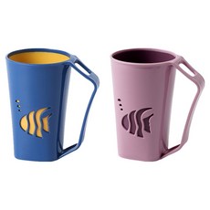 인앳홈 피쉬 거꾸로 양치컵 2종 세트, 네이비, 진핑크, 1세트