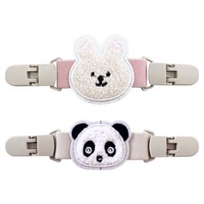 理享家 幼稚園手帕夾2件組, 熊貓 + 兔子, 1套