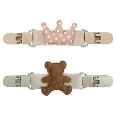 理享家 幼稚園手帕夾2件組, 卡其皇冠 + 咖啡小熊, 1套