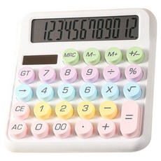 咪咪購物 糖豆復古鍵盤 大按鍵多巴胺色系計算機 太陽能, 月光白, 1個