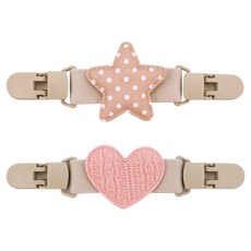 理享家 幼稚園手帕夾2件組, 卡其星星 + 粉紅愛心, 1套