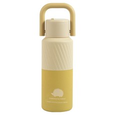 ScandinavianForest 一鍵式大提把304不鏽鋼保溫保冷隨行杯, 1個, 400ml, 芥末黃