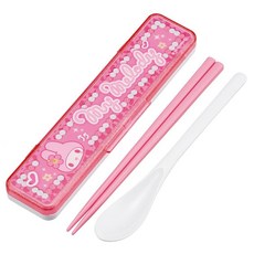 Skater 掀蓋環保餐具組 18cm, 美樂蒂, 1套, 筷子 + 湯匙 + 收納盒