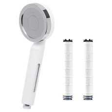 DAELIM BATH Dclean 多功能濾芯蓮蓬頭寬版型 + 多功能濾芯 2入 套組, 白色 + 銀色, 1套