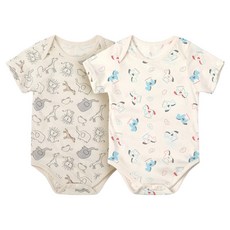 위드오가닉 신생아용 오가닉 여름 바디수트 2종 세트