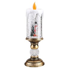 YUNMI 聖誕裝飾氛圍水晶燈 耶誕節蠟燭小夜燈 自動飄雪音樂盒 交換禮物/場景佈置/聖誕禮物, 雪人蠟燭, 1個