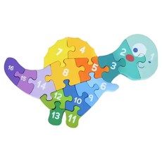 Classic WORLD 客來喜 數字恐龍木製拼拼樂 20135 多彩配色, 1套, 16片