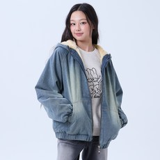 applepink 兒童毛絨內裡牛仔連帽外套 U702