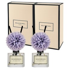 시즈넬 플라워 차량용 디퓨저 50ml + 니들맘꽃 퍼플색 선물 세트, 2세트, 아이스블루민트