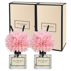 시즈넬 플라워 차량용 디퓨저 50ml + 니들맘꽃 핑크색 선물 세트, 2세트, 시트로넬라