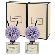 시즈넬 플라워 차량용 디퓨저 50ml + 니들맘꽃 퍼플색 선물 세트, 2세트, 바나나