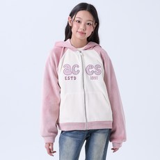 applepink 兒童絲絨羅紋格紋貼花連帽拉鍊外套 U702
