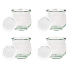 WECK 튤립 746 유리병 370ml + PE 뚜껑 밀크 세트, 4세트