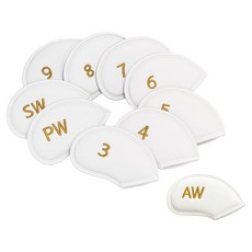 Holida 高爾夫鐵桿皮革球桿套10件組, 白色, 1套