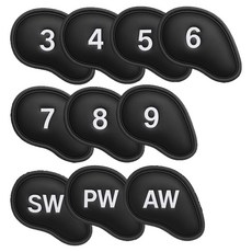 Holida 高爾夫鐵桿皮革球桿套10件組, 黑色, 1套