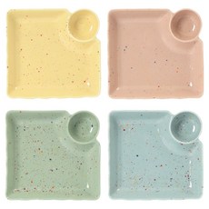 베로나 루체 만두접시 4종 세트, E(YELLOW, PINK, GREEN, BLUE), 1세트