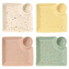 베로나 루체 만두접시 4종 A세트, A(IVORY, YELLOW, PINK, GREEN), 1세트