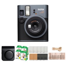 FUJIFILM 富士 instax mini 41 拍立得相機 黑色 + 專用相機包 黑色 + mini底片 80張 + 紙相框 隨機出貨 + 木質裝飾組, 1個